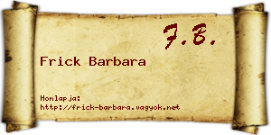 Frick Barbara névjegykártya